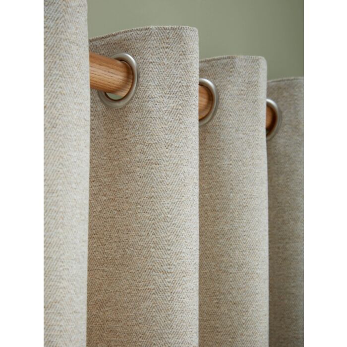Ashley Wilde Laura Ashley Milbourne Herringbone Truffle Natural Ready Made Curtains