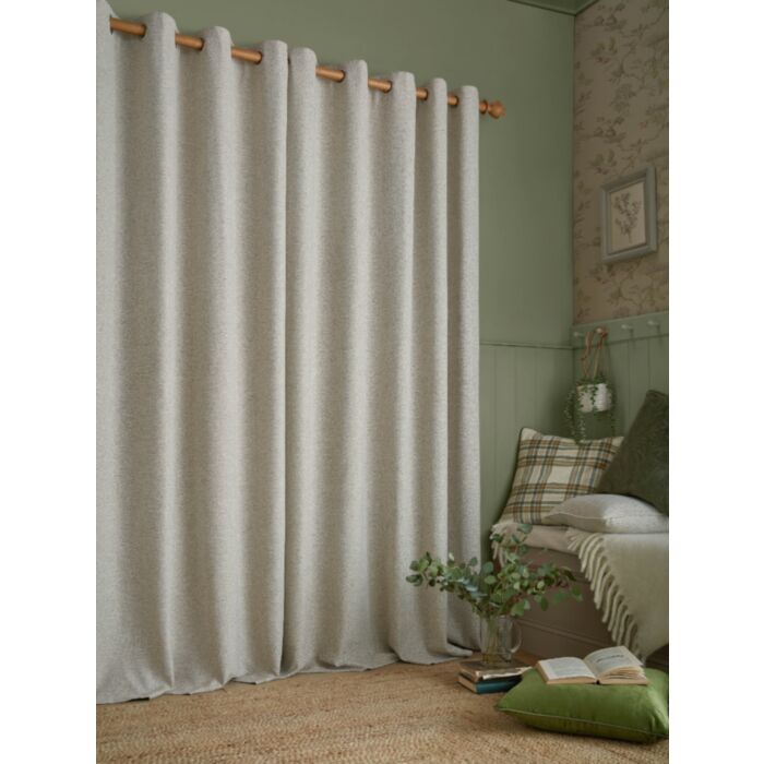 Ashley Wilde Laura Ashley Milbourne Herringbone Truffle Natural Ready Made Curtains