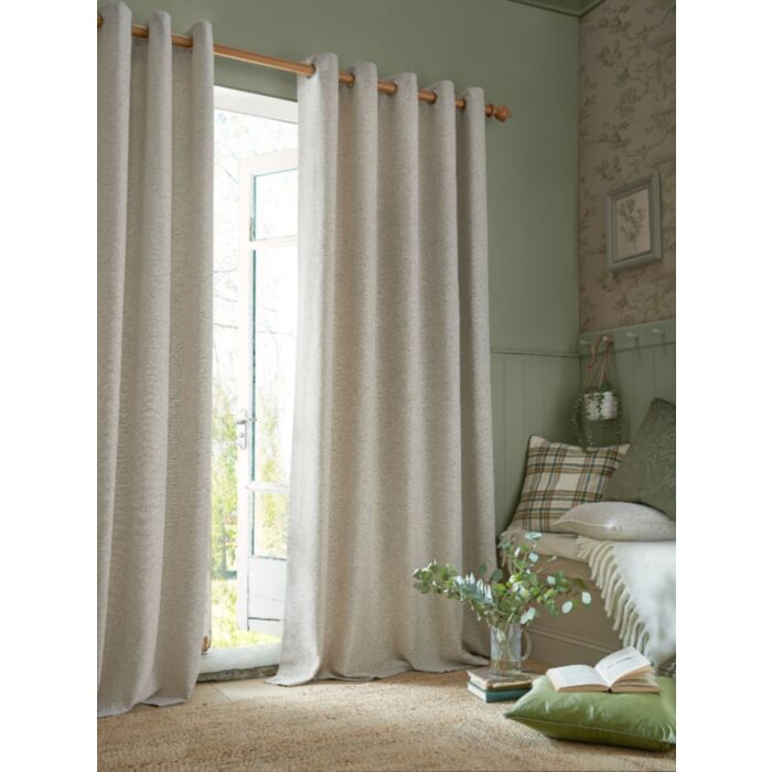 ashley wilde Laura Ashley Milbourne Herringbone Truffle Natural Ready Made Curtains