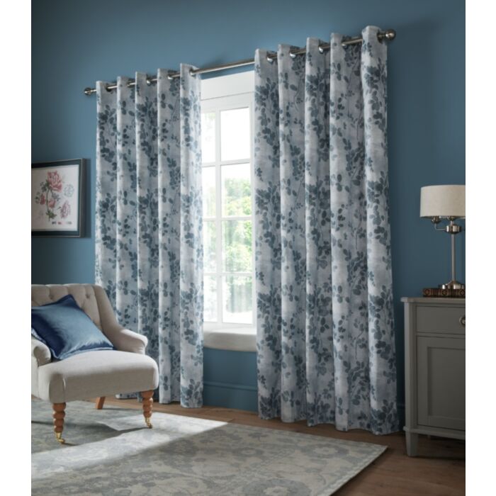 Ashley Wilde Laura Ashley Millhayes Smoke Blue Ready Made Curtains