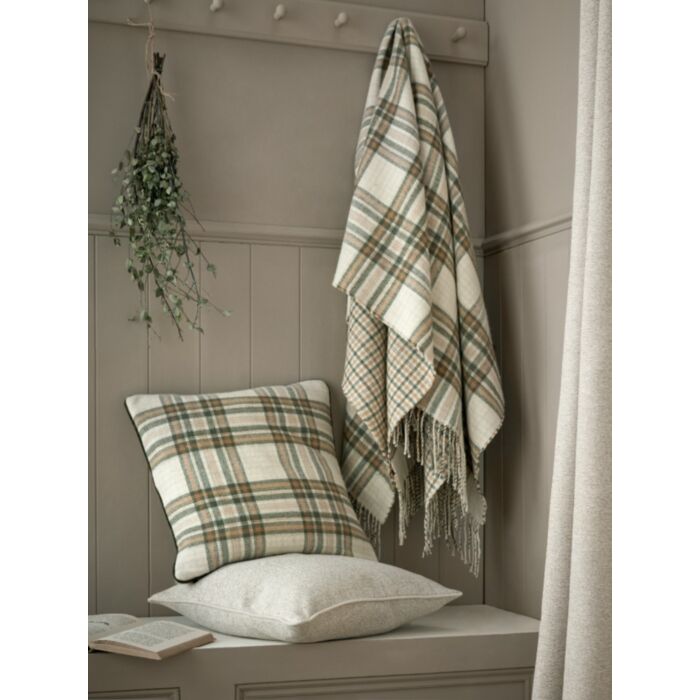 Ashley Wilde Laura Ashley Padbury Check Olive 45x45cm Microfibre Cushion