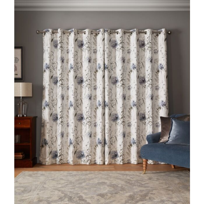 Ashley Wilde Laura Ashley Pallington Bloom Smoke Blue Ready Made Curtains