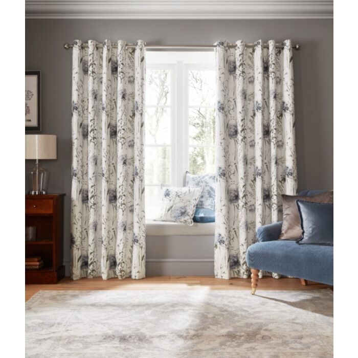 Ashley Wilde Laura Ashley Pallington Bloom Smoke Blue Ready Made Curtains