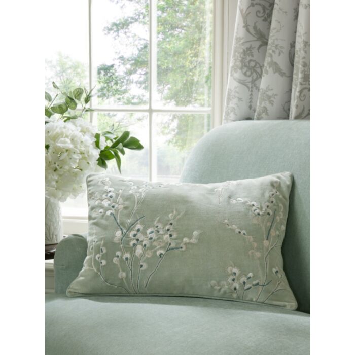 Ashley Wilde Laura Ashley Pussy Willow Emb Sage 35x50cm Feather Cushion