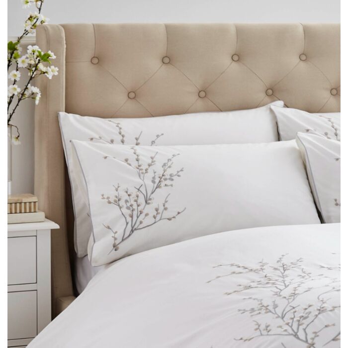 Ashley Wilde Laura Ashley Pussy Willow Embroidered Dove Grey Bedding