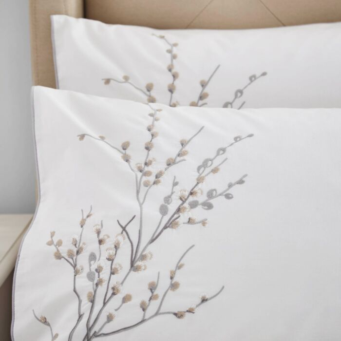 Ashley Wilde Laura Ashley Pussy Willow Embroidered Dove Grey Bedding