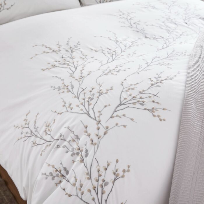 Ashley Wilde Laura Ashley Pussy Willow Embroidered Dove Grey Bedding