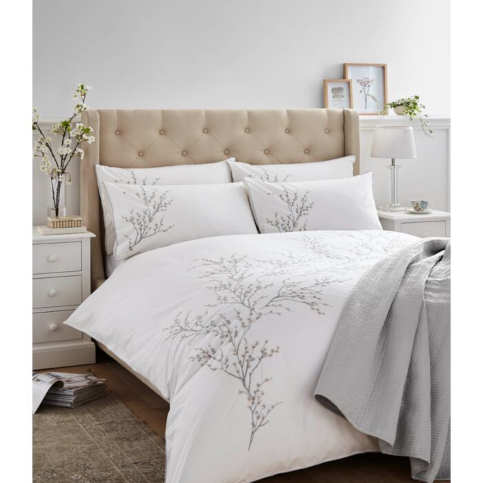 ashley wilde Laura Ashley Pussy Willow Embroidered Dove Grey Bedding