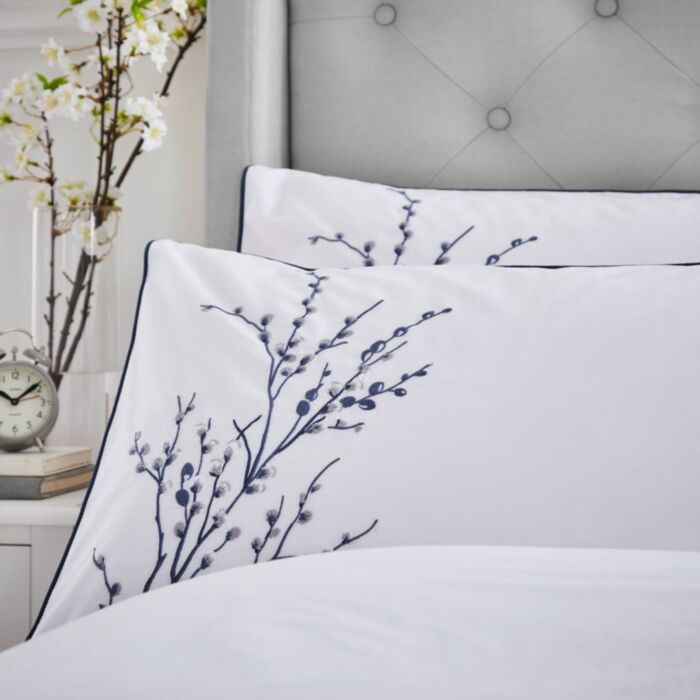 Ashley Wilde Laura Ashley Pussy Willow Embroidered Midnight Bedding