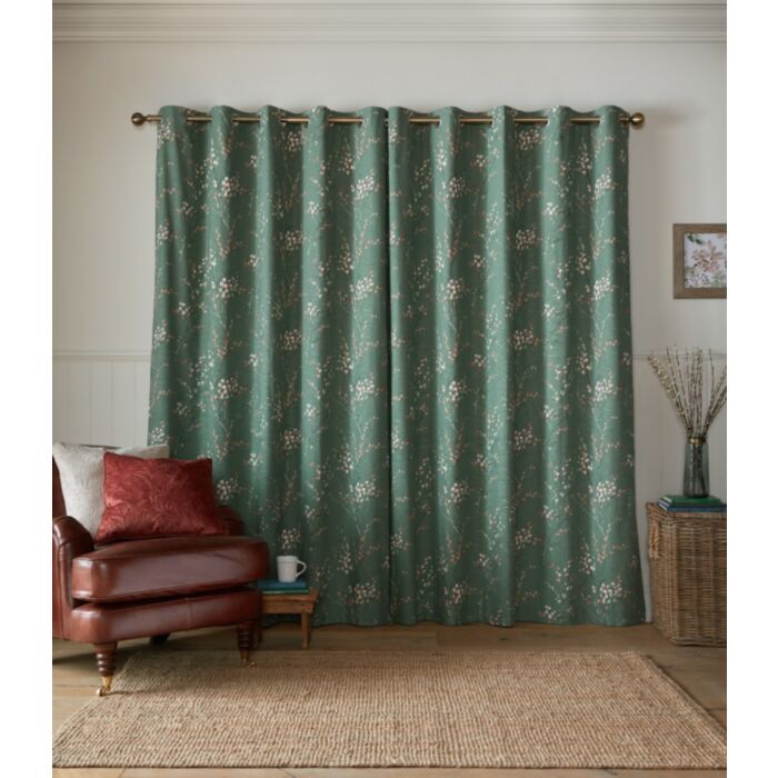 Ashley Wilde Laura Ashley Pussy Willow Fern Green Ready Made Curtains