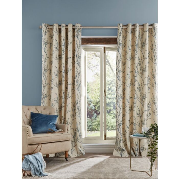 ashley wilde Laura Ashley Pussy Willow Offwhite/Seaspray Eyelet Ready Made Curtains