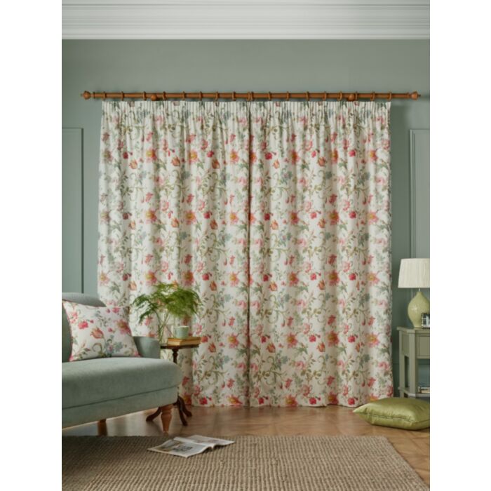 Ashley Wilde Laura Ashley Rosalind Pale Cranberry Ready Made Curtains