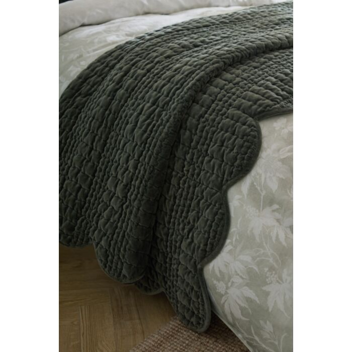 ashley wilde Laura Ashley Scalloped Pine Green 180x235cm Bedspread