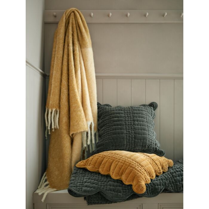 Ashley Wilde Laura Ashley Scalloped Pine Green 43x43cm Microfibre Cushion