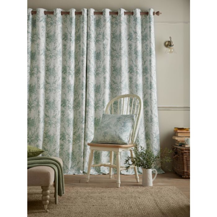 Ashley Wilde Laura Ashley Tuileries Dark Sage Ready Made Curtains