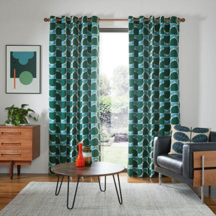 Ashley Wilde Orla Kiely Block Stem Jade Ready Made Curtains