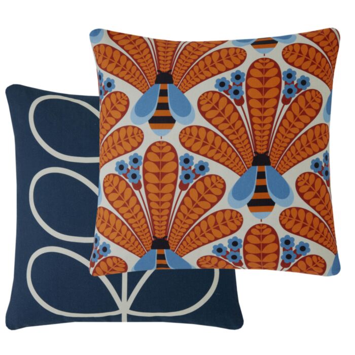 ashley wilde Orla Kiely Bright Honey Bee Persimmon 50x50cm Feather Cushion