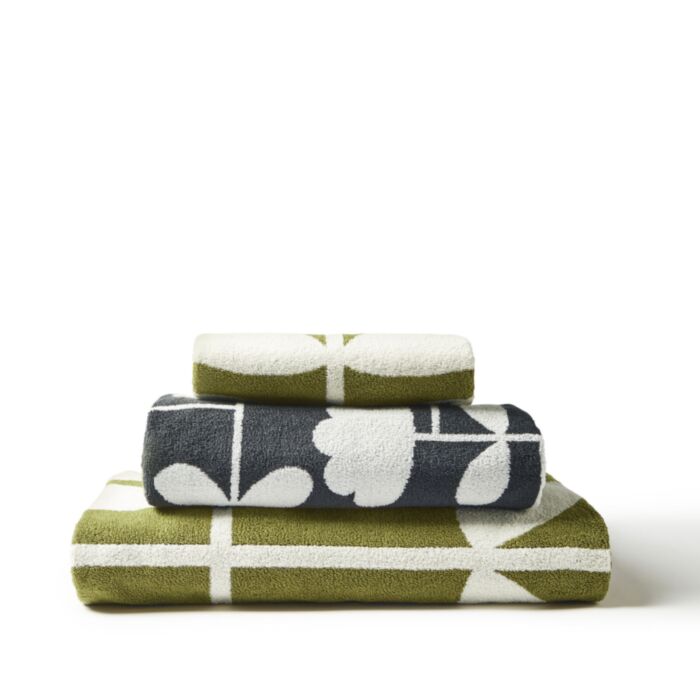 Ashley Wilde Orla Kiely Cut Stem Moss/Charcoal Towels