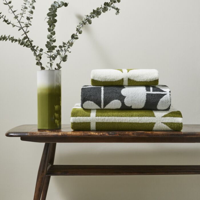 ashley wilde Orla Kiely Cut Stem Moss/Charcoal Towels