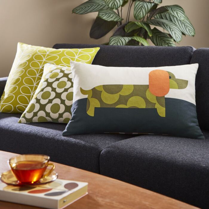 Ashley Wilde Orla Kiely Dachshund Yellow 40x60cm Feather Cushion