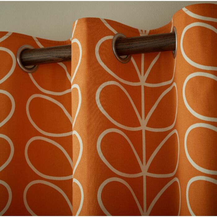 Ashley Wilde Orla Kiely Linear Stem Burnt Orange Ready Made Curtains