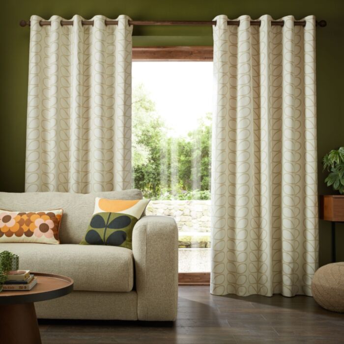 ashley wilde Orla Kiely Linear Stem Natural Ready Made Curtains
