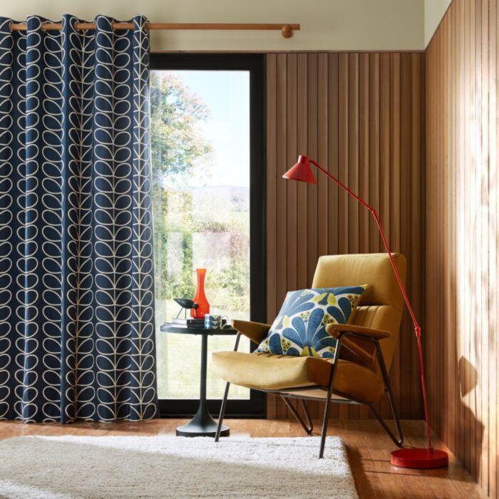 Ashley Wilde Orla Kiely Linear Stem Whale Ready Made Curtains