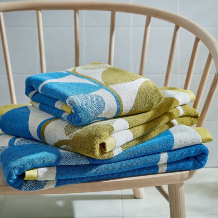 Ashley Wilde Orla Kiely Stem Bloom Duo Blue Fawn Towels