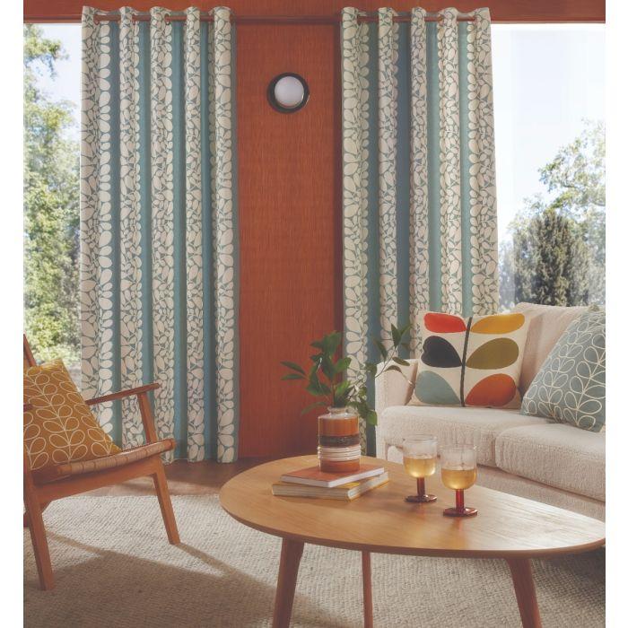 ashley wilde Orla Kiely Sycamore Stripe Duckegg Ready Made Curtains