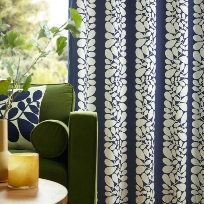 Ashley Wilde Orla Kiely Sycamore Stripe Space Blue Ready Made Curtains