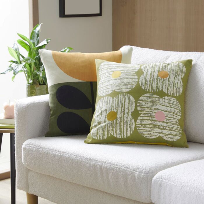 Ashley Wilde Orla Kiely Textured Flower Moss 45x45cm Microfibre Cushion