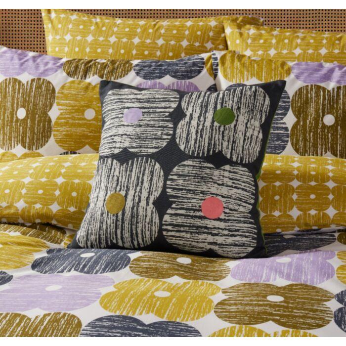 Ashley Wilde Orla Kiely Textured Flower Slate 45x45cm Microfibre Cushion