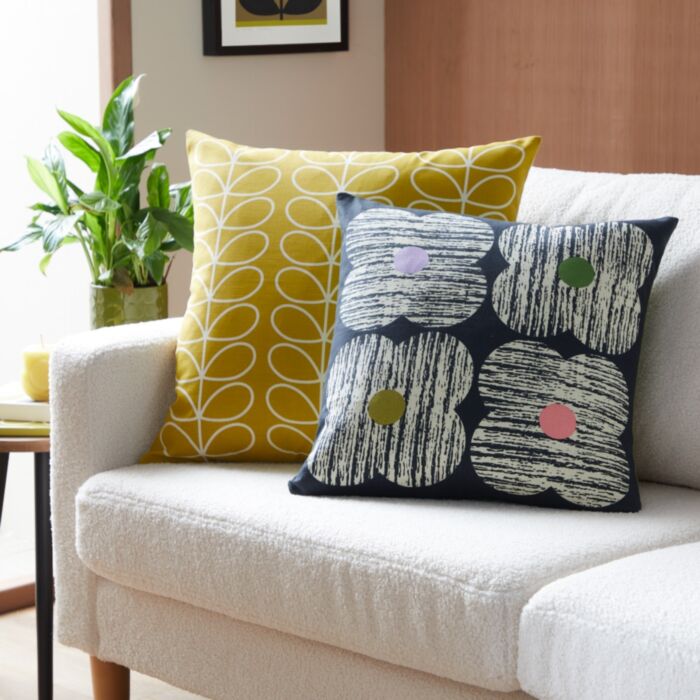 Ashley Wilde Orla Kiely Textured Flower Slate 45x45cm Microfibre Cushion