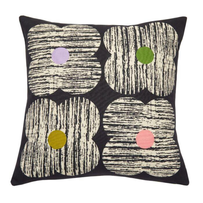 ashley wilde Orla Kiely Textured Flower Slate 45x45cm Microfibre Cushion