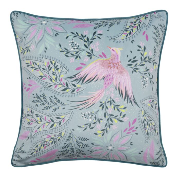 ashley wilde Sara Miller Bird Of Paradise Dusky Blue 50x50cm Feather Cushion