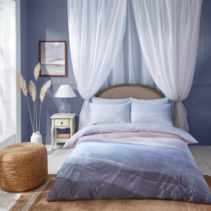 ashley wilde Sara Miller Coastal Dawn Blue/blush Bedding