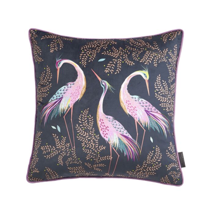 ashley wilde Sara Miller Dancing Cranes Midnight 50x50cm Feather Cushion