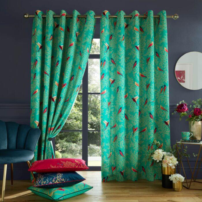 ashley wilde Sara Miller Green Birds Green Ready Made Curtains