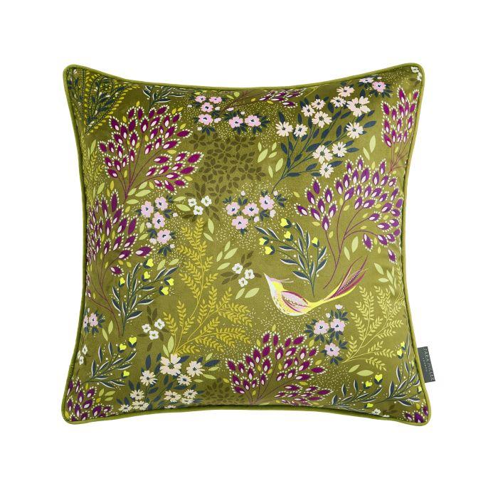 ashley wilde Sara Miller Songbird Olive Green 50x50cm Feather Cushion