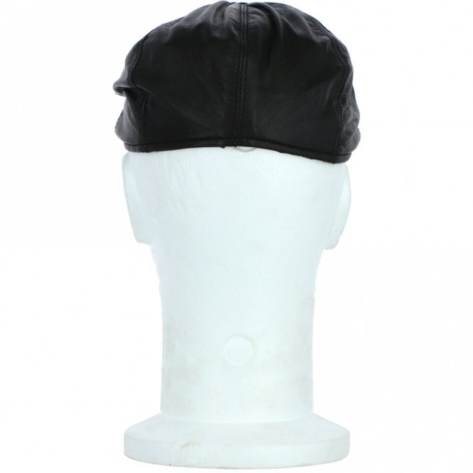 Ashwood Leather 8 Panel Leather Flat Cap Black : Kimber