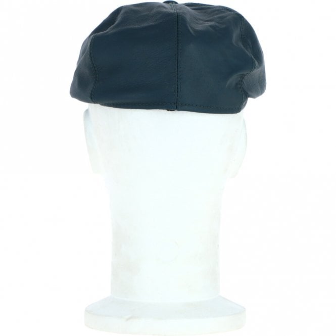 Ashwood Leather 8 Panel Leather Flat Cap Blue: Kimber