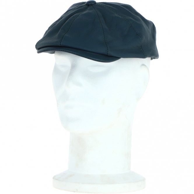 ashwood leather 8 Panel Leather Flat Cap Blue: Kimber
