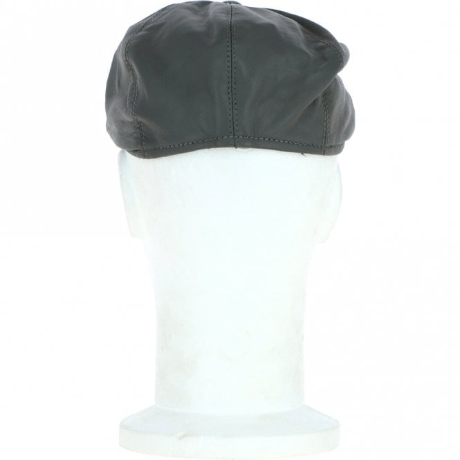 Ashwood Leather 8 Panel Leather Flat Cap Grey : Kimber