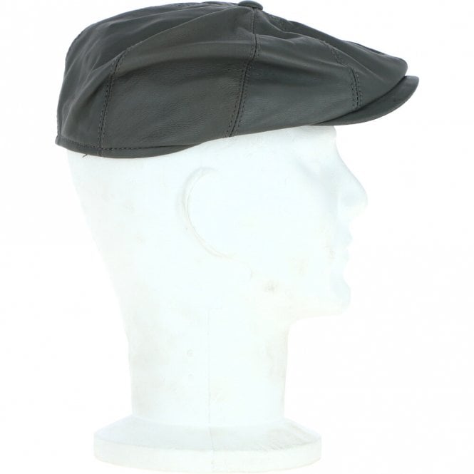 Ashwood Leather 8 Panel Leather Flat Cap Grey : Kimber