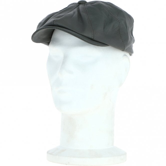ashwood leather 8 Panel Leather Flat Cap Grey : Kimber
