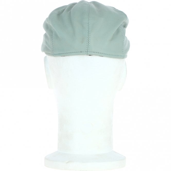 Ashwood Leather 8 Panel Leather Flat Cap Pale Blue : Kimber