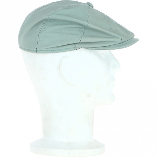 Ashwood Leather 8 Panel Leather Flat Cap Pale Blue : Kimber