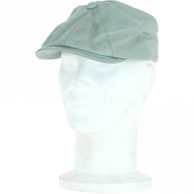 ashwood leather 8 Panel Leather Flat Cap Pale Blue : Kimber