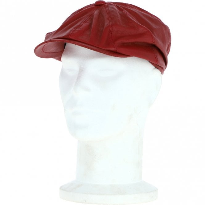 ashwood leather 8 Panel Leather Flat Cap Pale Red : Kimber
