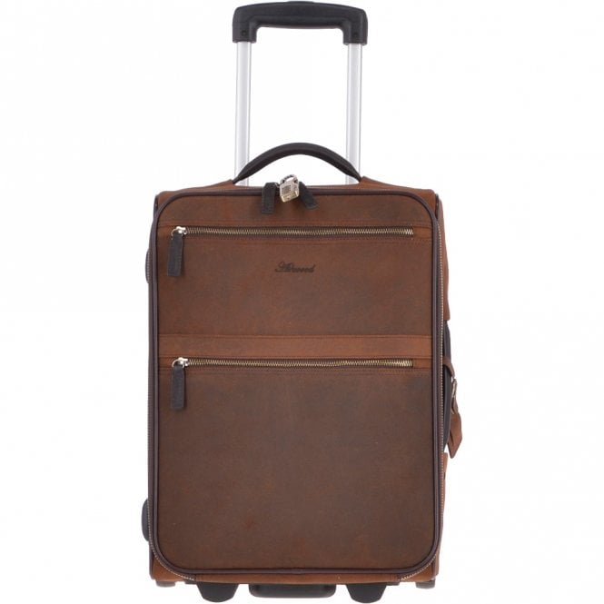 ashwood leather Airline Friendly Cabin Size Leather Trolley Brown: 79014